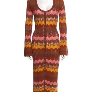 Spell Pink and Orange Chevron Midi Dress